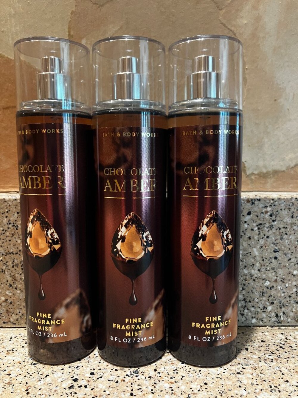 Bath & Body Works Chocolate Amber 3 Body Sprays! NEW